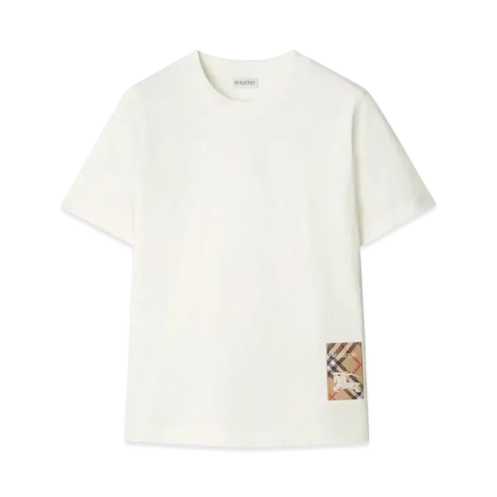 Burberry Check Label Cotton T-shirt "Chalk"