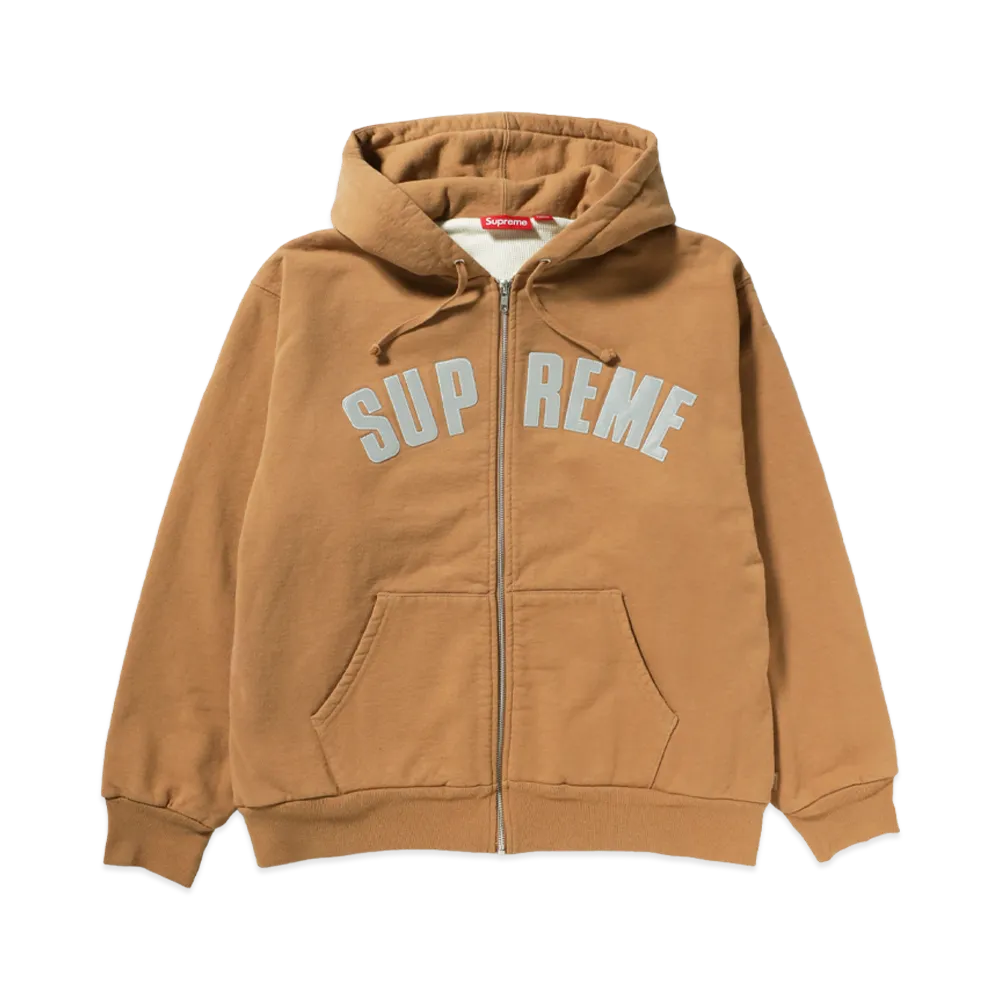 Supreme Arc Thermal Lined Zip Up Hooded Sweatshirt "Light Brown"