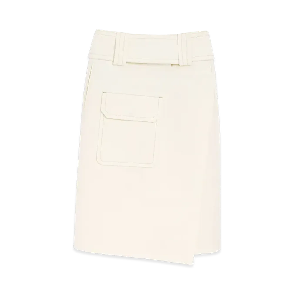 AMI PARIS Cotton Wrap Skirt "White"