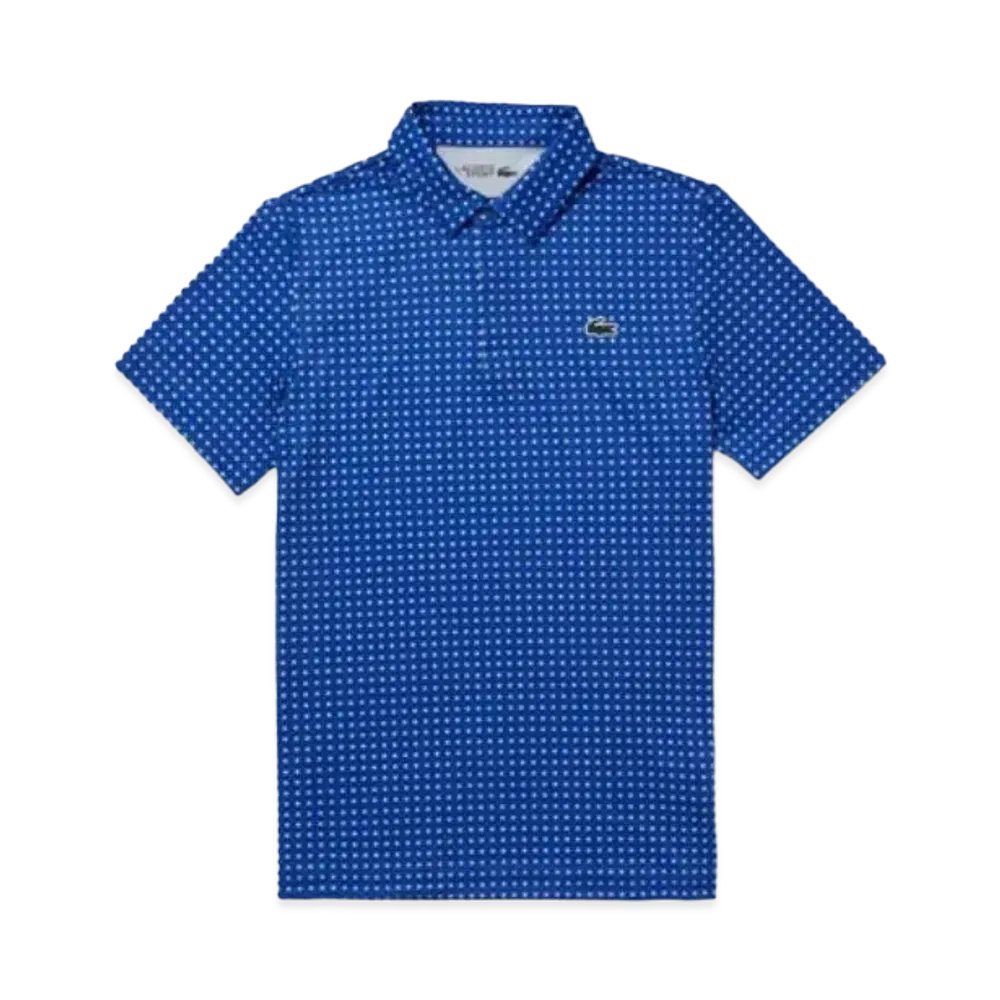 LACOSTE Minimum Allover Print Golf Polo Shirt "Blue"