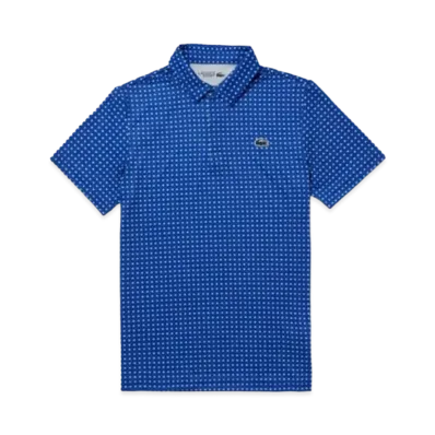 LACOSTE Minimum Allover Print Golf Polo Shirt "Blue"