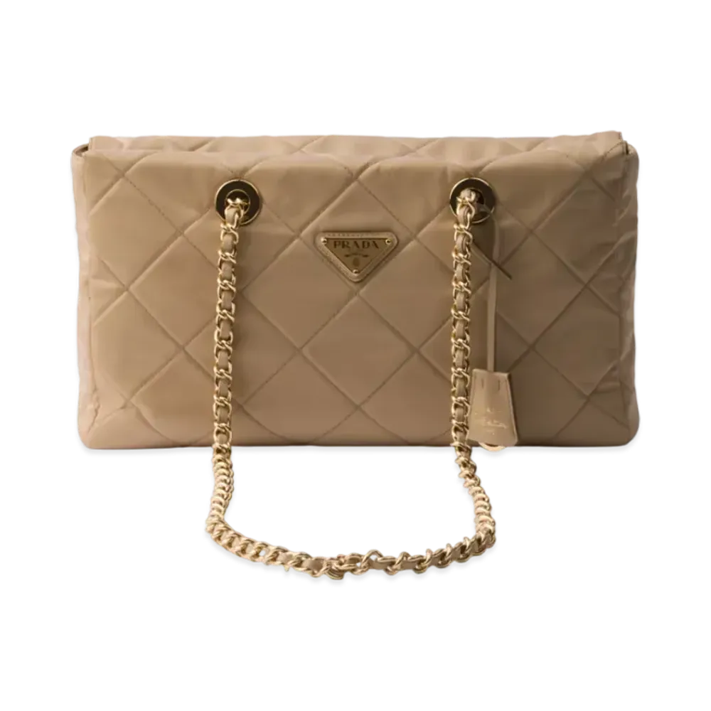 PRADA Re-Edition 1995 Chaine Medium Re-Nylon Bag "Beige"