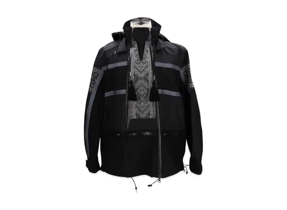 サカイ フローラル エンブロダイアリー ミックスブルゾン ジャケット "ブラック"