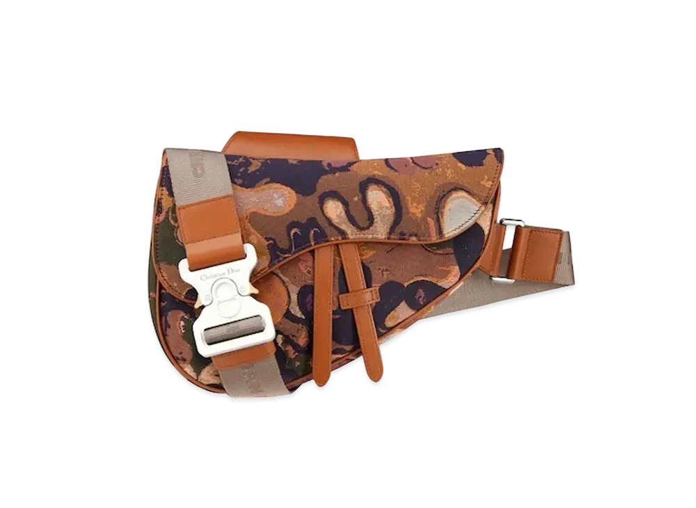 Dior Saddle Bag Dior And Peter Doig Camflage Jacquard "Cognac"