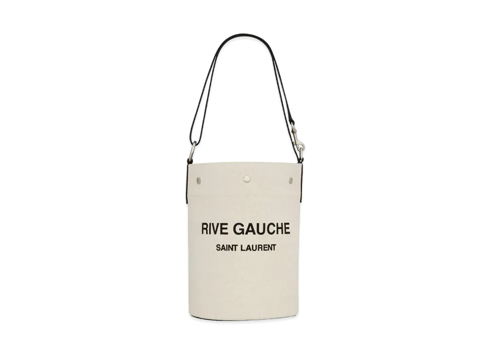SAINT LAURENT Rive Gauche Bucket Bag In Linen "White"