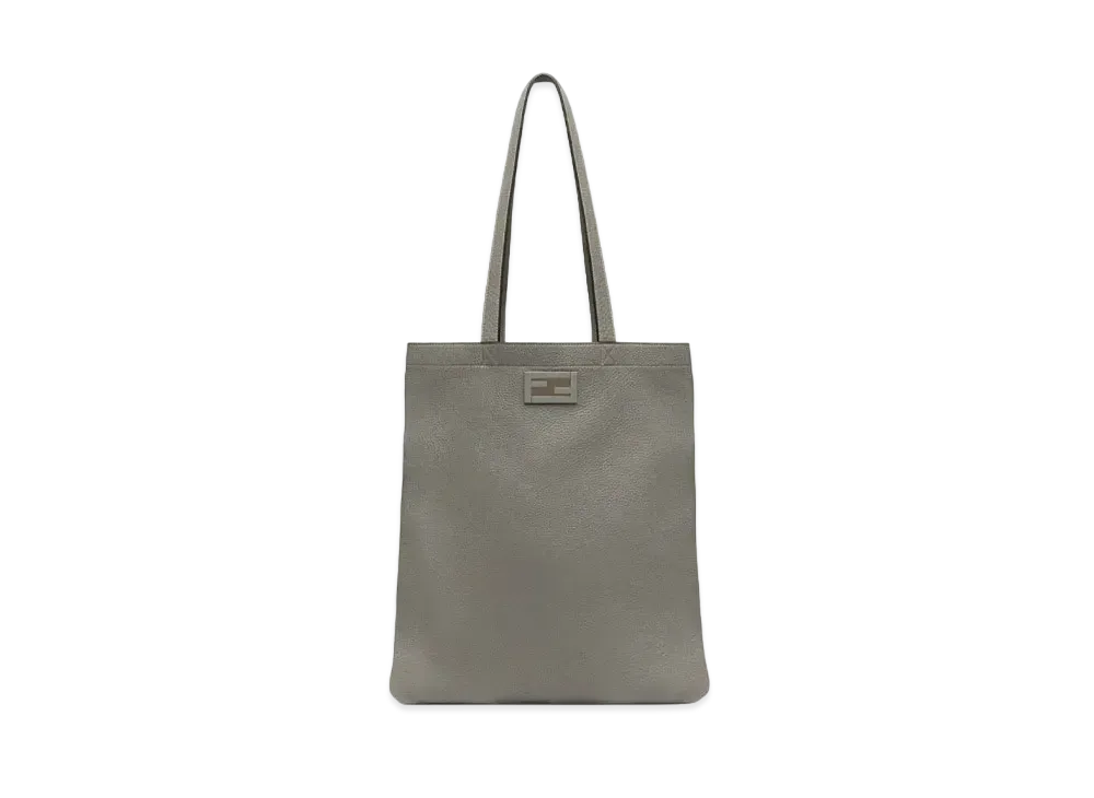 FENDI Flat Baguette Shopping Bag Leather Bag "Gray"