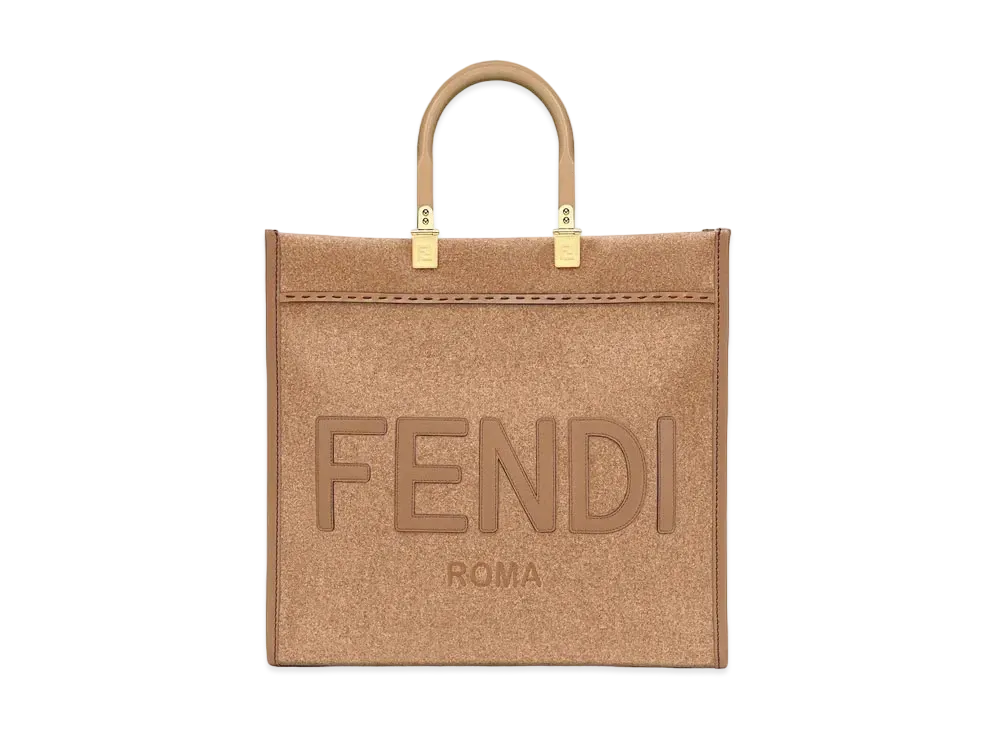 FENDI Sunshine Medium Flannel Shopper Bag "Brown"