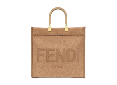 FENDI Sunshine Medium Flannel Shopper Bag "Brown"