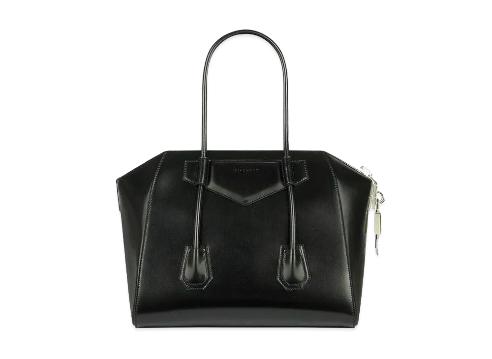 GIVENCHY Medium Antigona Lock in Box Leather "Black"