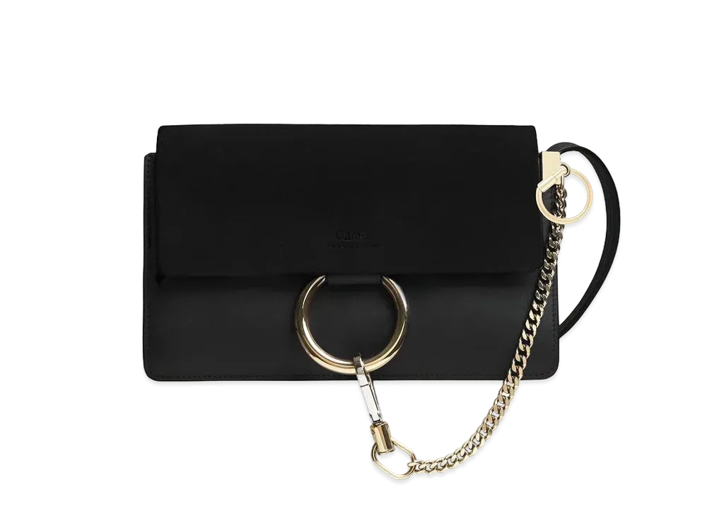 Chloe Faye Small Shoulder Bag In Smooth And Suede Calfskin "Black"