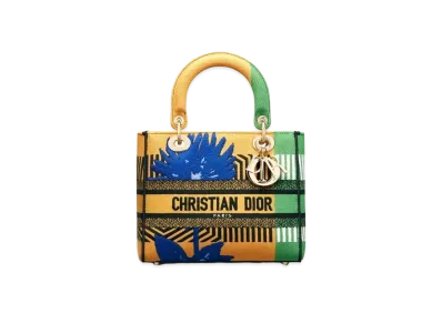 Dior Lady D-Lite Medium Bag D-Flower Pop Embroidery "Yellow"