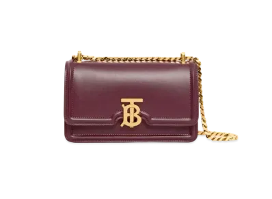BURBERRY Mini Leather Chain TB Bag "Deep Maroon"