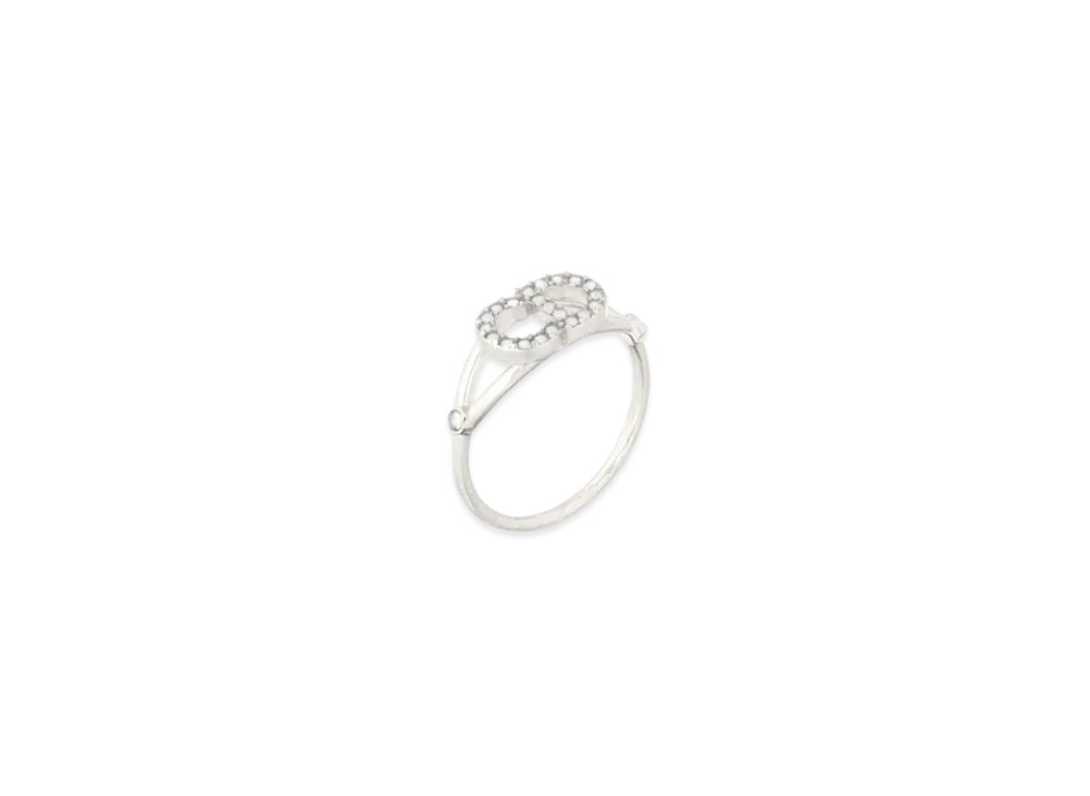 Dior Clair D Lune Ring Palladium-Finish Metal and White Crystals "Silver"