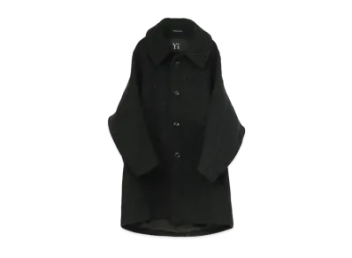 Yohji Yamamoto Y's ALAN KNIT NEEDLE PUNCH BIG COLLAR COAT "Black"