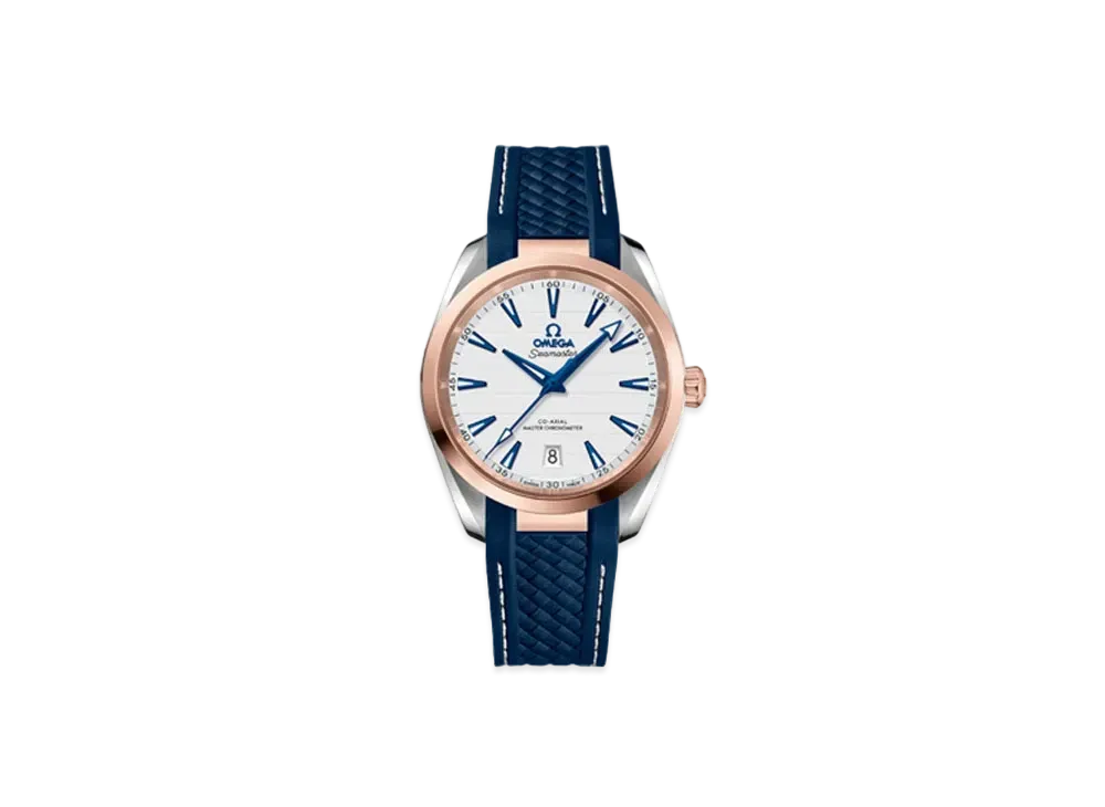 OMEGA Seamaster Aqua Terra 150M Rubber Strap 38MM "Stainless Steel/Sedna Gold/Blue" 220.22.38.20.02.001