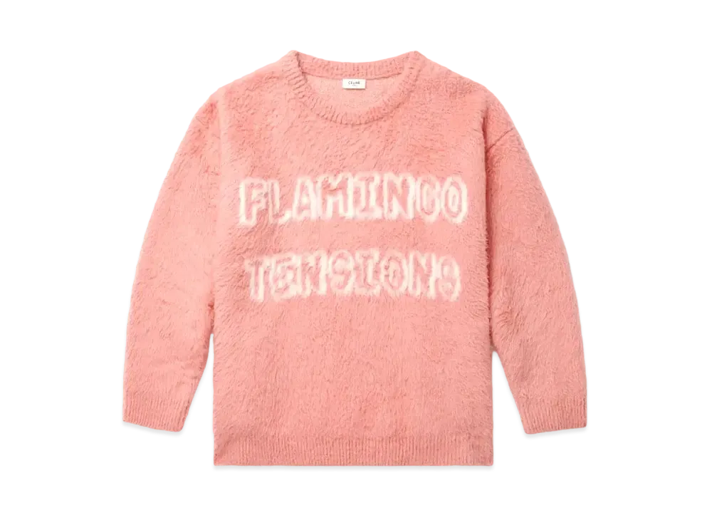 CELINE Artist Baja Sweater In Brushed Cotton "Bright Pink"