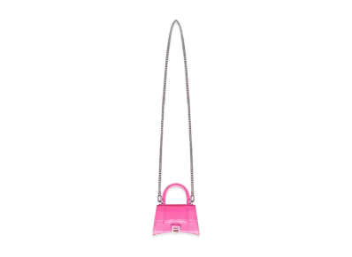BALENCIAGA Women's Hourglass Mini Top Handle Bag With Chain "Pink"