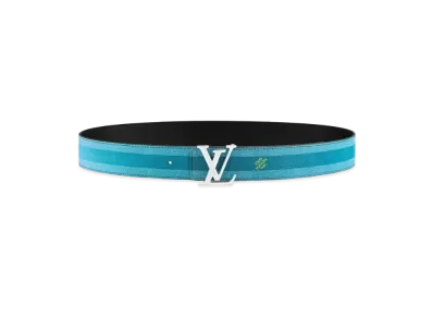 Louis Vuitton LV Initiales Damier Stripes 40Mm Reversible Belt "Blue"