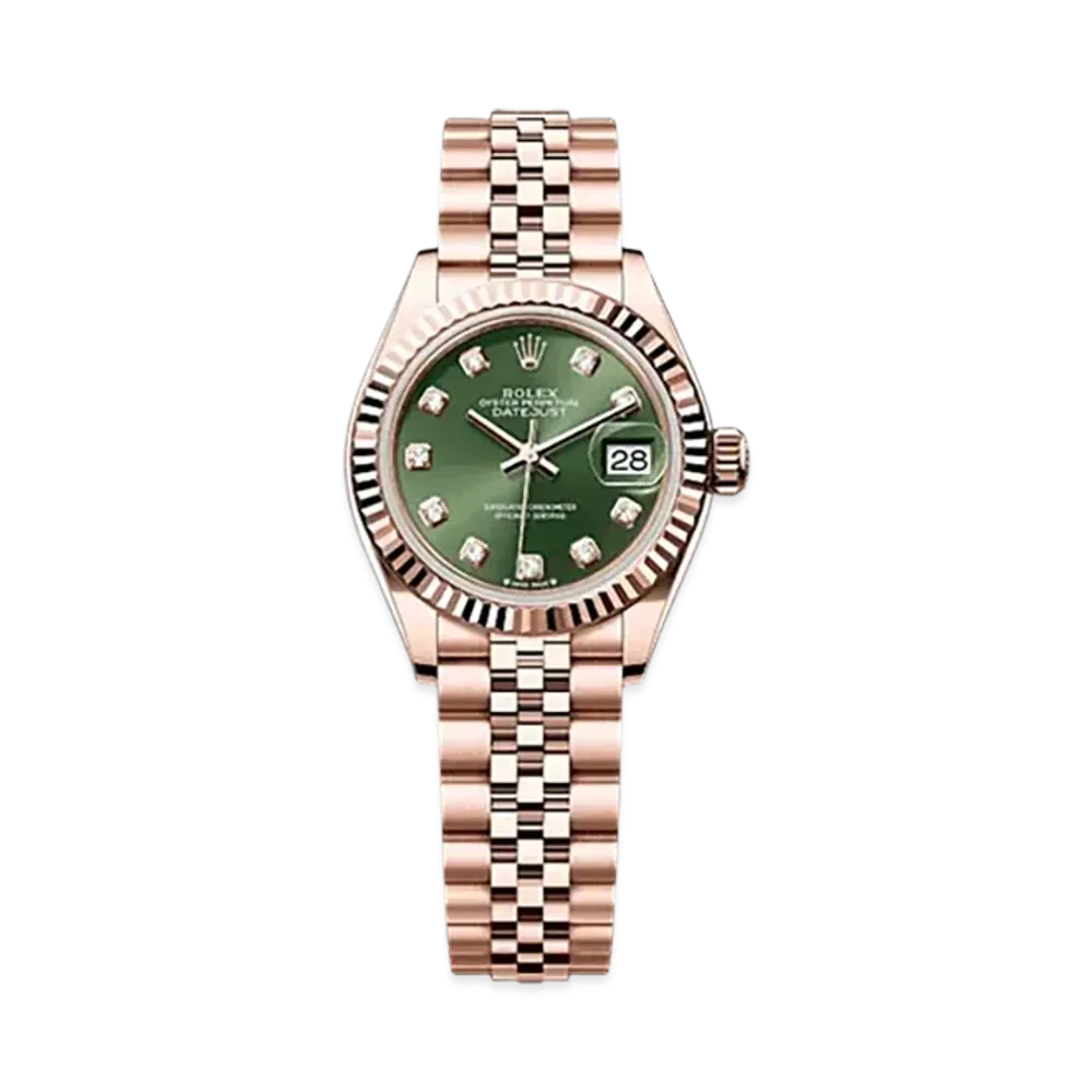 ROLEX Lady-Datejust 28mm Everose Gold 279175 "Olive Green"