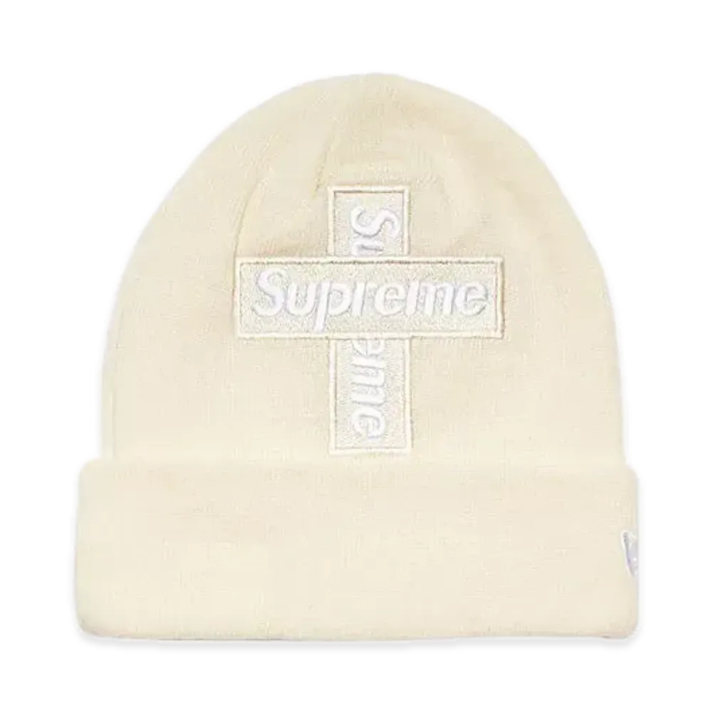 Supreme New Era Cross Box Logo Beanie "Natural"
