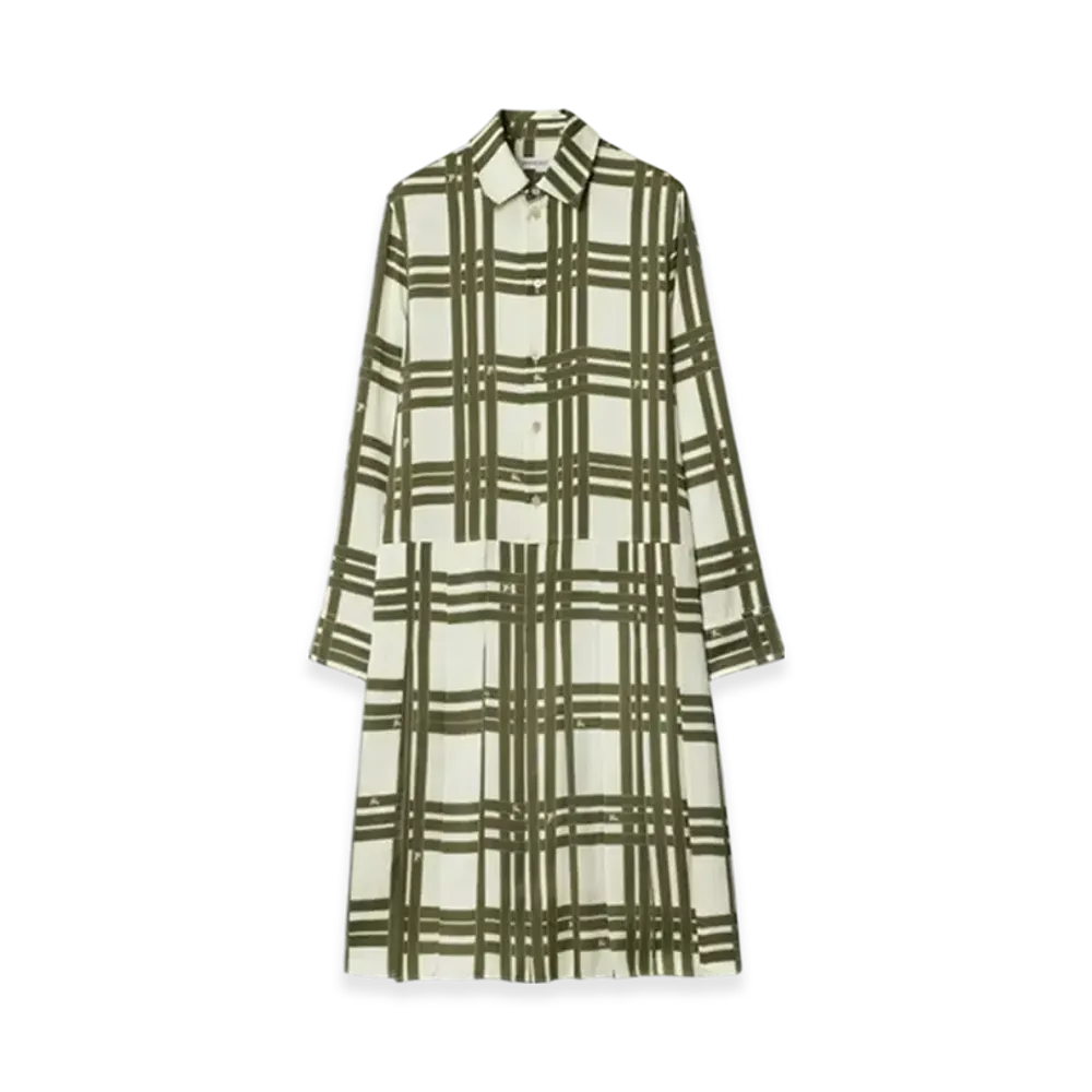 Burberry Ribbon Check Silk Dress "Swamp"