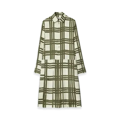 Burberry Ribbon Check Silk Dress "Swamp"