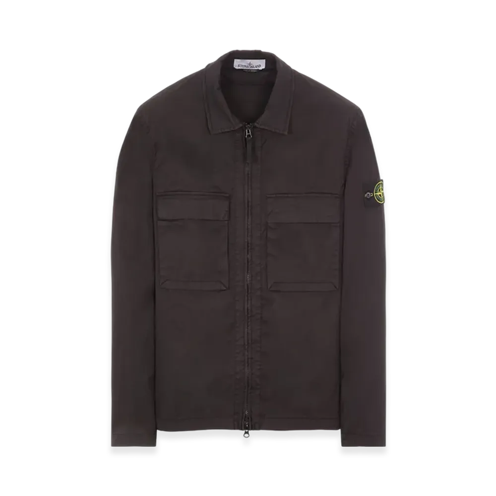 Stone Island 11710 Garment Dyed Stretch Cotton Gabardine Overshirt - 22FW "Black"