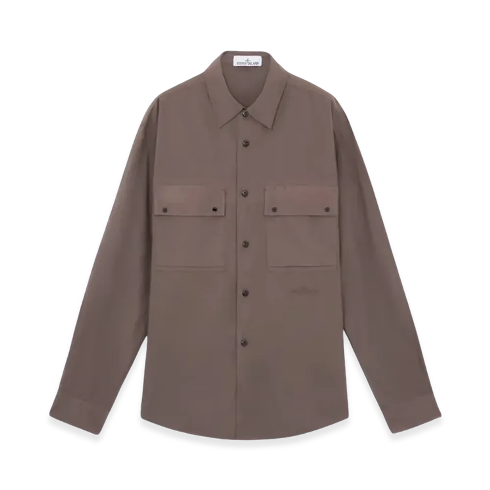 Stone Island 12505 Light Cotton Tela Paracadute Relaxed Fit Long Sleeve Shirt - 24FW "Walnut Brown"