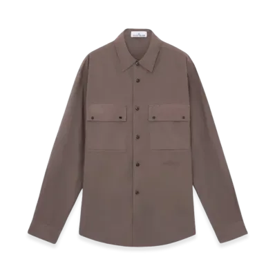Stone Island 12505 Light Cotton Tela Paracadute Relaxed Fit Long Sleeve Shirt - 24FW "Walnut Brown"