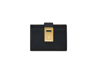 Salvatore Ferragamo Hug Two-Tone Credit Card Holder "Black/Nylund Pink"
