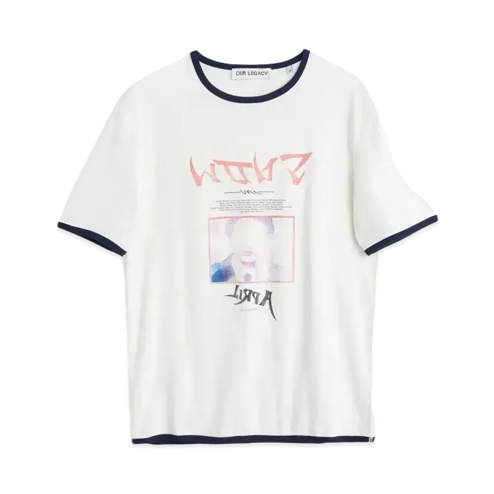 OUR LEGACY Tanker T-Shirt Snow Shigatsu Print "White"