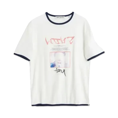 OUR LEGACY Tanker T-Shirt Snow Shigatsu Print "White"