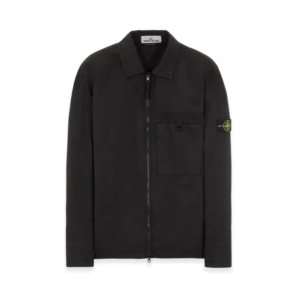 Stone Island 12619 Supima Cotton Twill Stretch-TC Garment Dyed Overshirt - 22SS "Black"