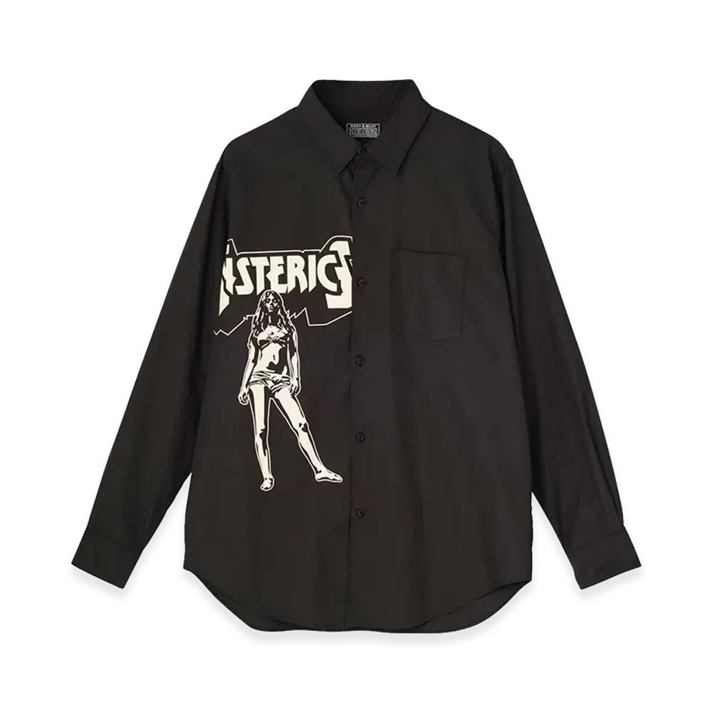 HYSTERIC GLAMOUR Bad Ass Mama Regular Collar Shirt "Black"