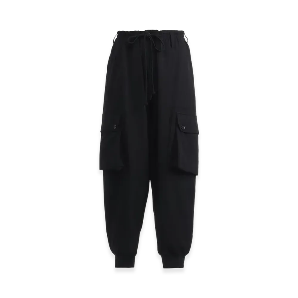 Ground Y Wool Gabardine Standard Ribbed Hem Cargo "Black"