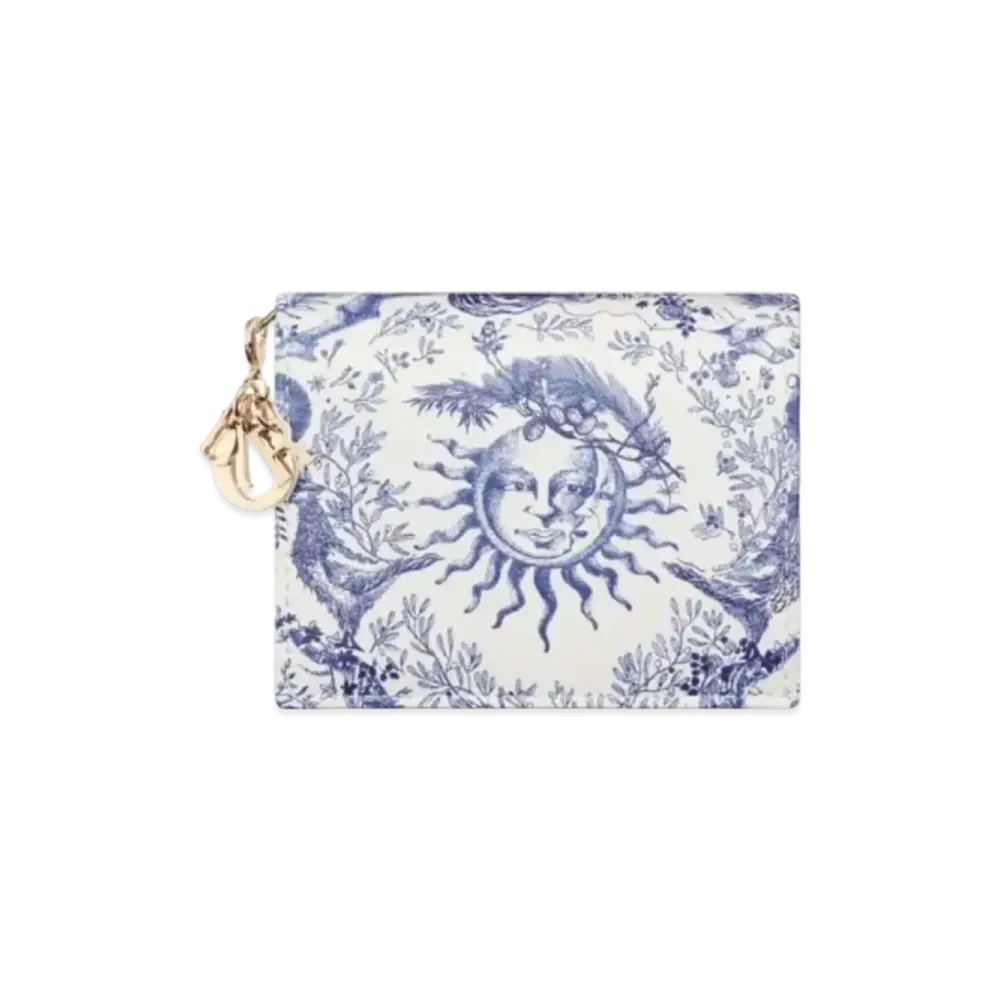 Dior Mini Lady Dior Wallet Toile de Jouy Soleil Printed Calfskin "Blue"