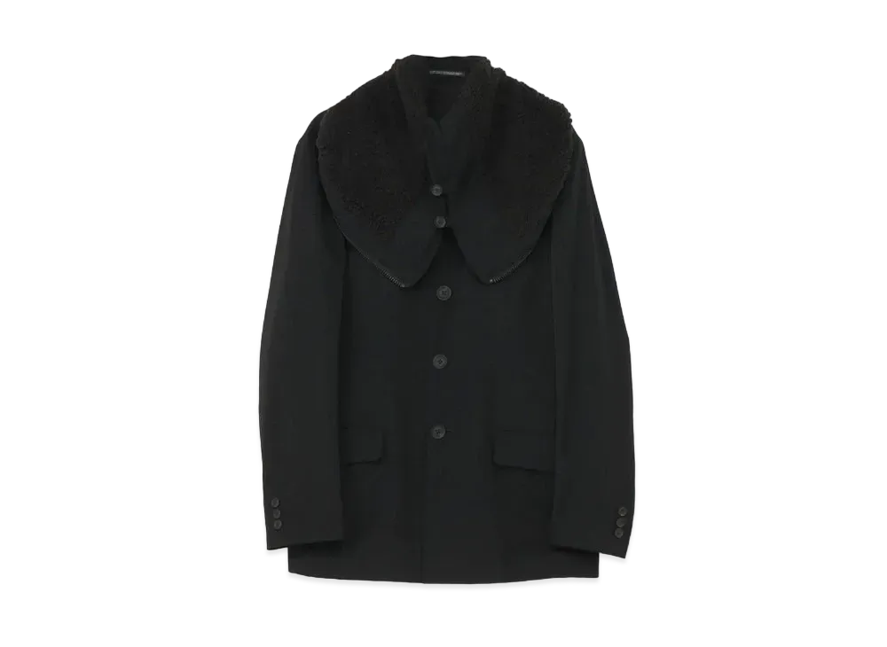 Yohji Yamamoto Pour Homme W/GABARDINE BOA HOODED JACKET "Black"