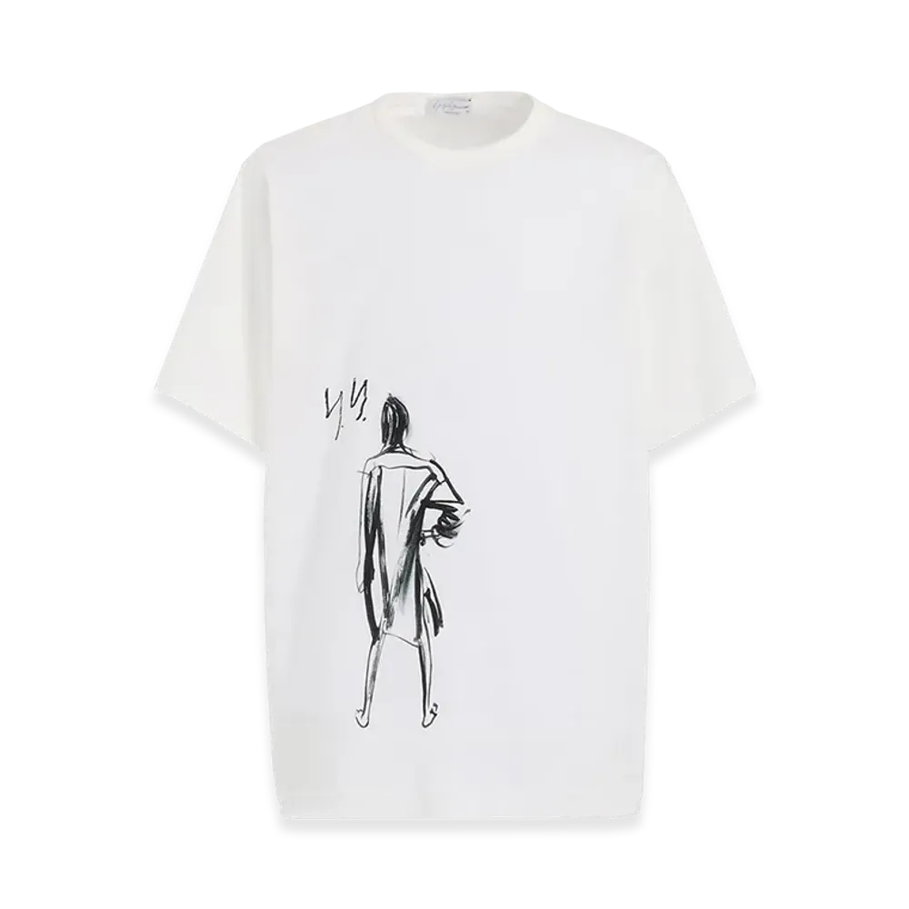 Yohji Yamamoto POUR HOMME Single Jersey Print Half Sleeve A "White"