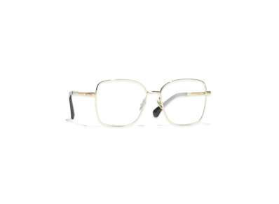 CHANEL Square Eyeglasses Metal "Light Gold"
