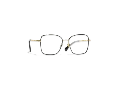 CHANEL Square Eyeglasses Acetate & Metal "Light Gold"