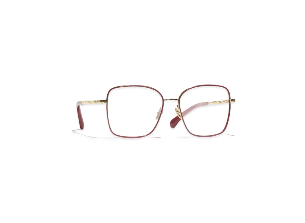 CHANEL Square Eyeglasses Acetate & Metal "Light Gold"