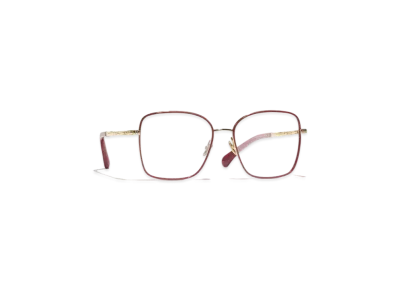 CHANEL Square Eyeglasses Acetate & Metal "Light Gold"