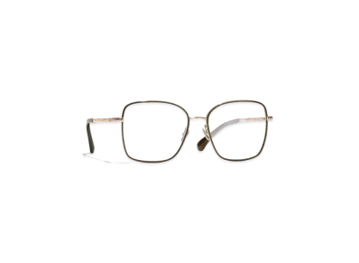 CHANEL Square Eyeglasses Acetate & Metal "Beige/Pink/Gold"
