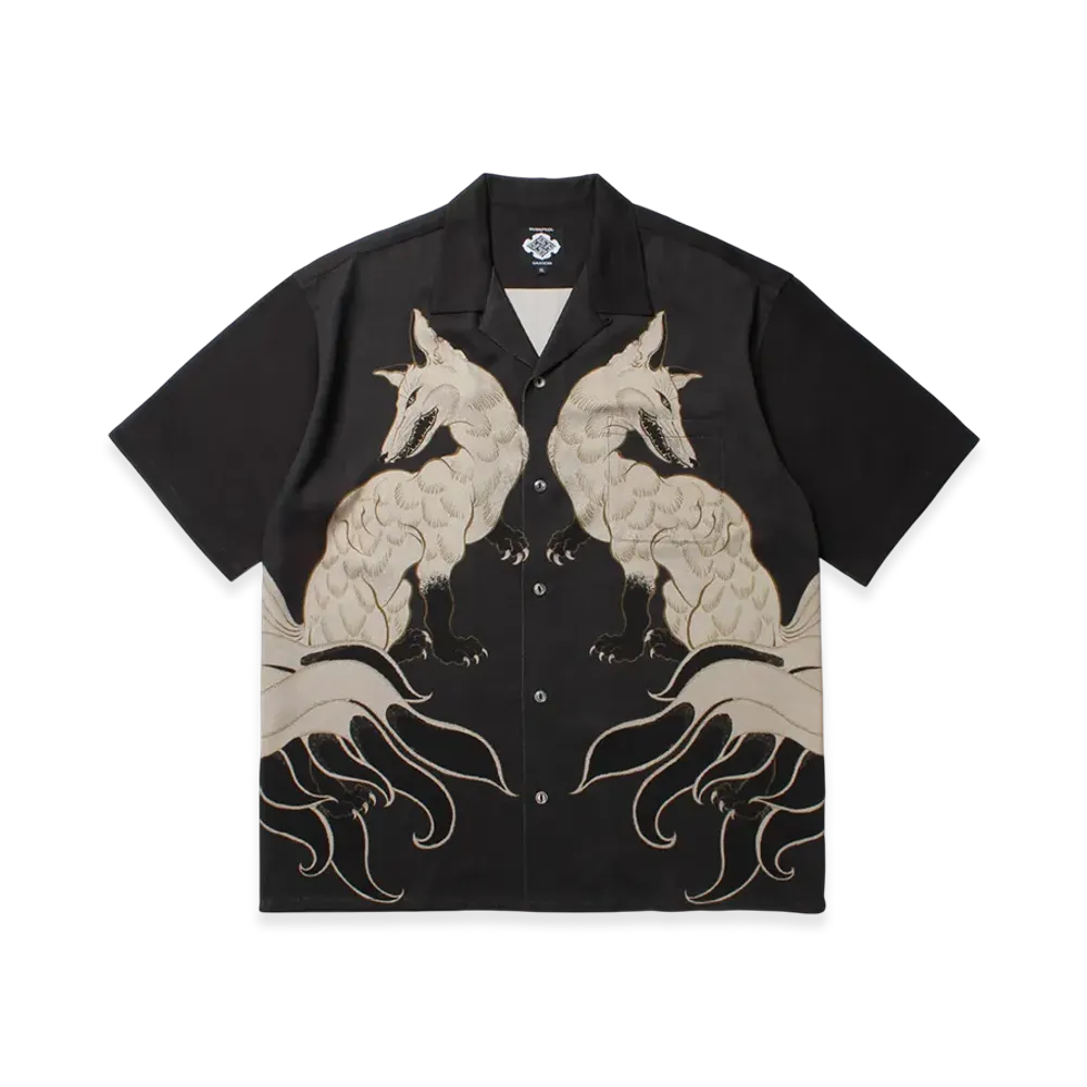 APHRODITEGANG GAKKIN x BUDSPOOL White Fox Hawaiian Shirt "Black"