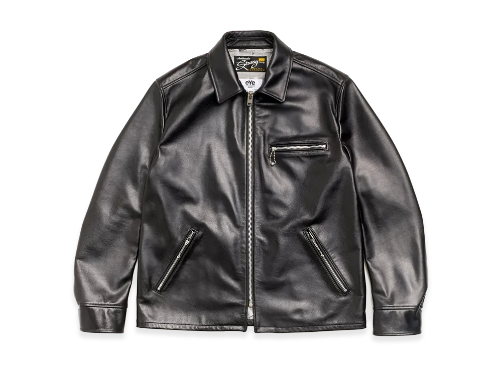 eYe JUNYA WATANABE MAN x Stussy W-Name Birth of Venus Print Leather Jacekt "Black"