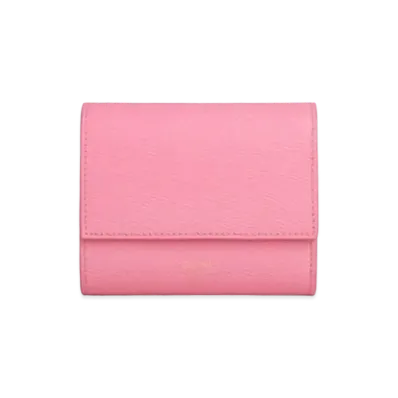 CELINE Small Trifold Wallet In Grained Calfskin "Flamingo"