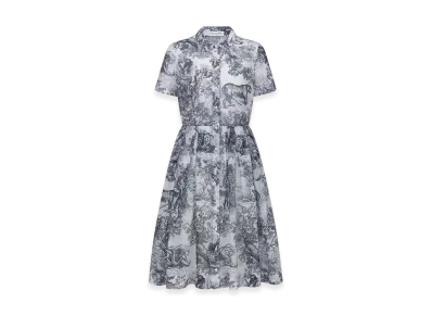 Dior Women's Mid-Length Shirt Dress Voile "White/Navy Blue"