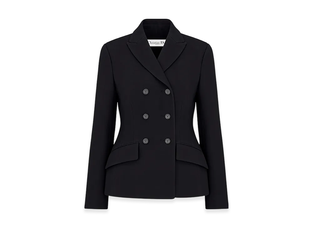 Dior Women's V06 Fitted Jacket Double Breasted Wool Silk "Black"