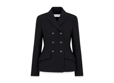 Dior Women's V06 Fitted Jacket Double Breasted Wool Silk "Black"