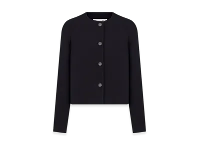 Dior Women's V10 Cropped Jacket Wool Silk "Black"